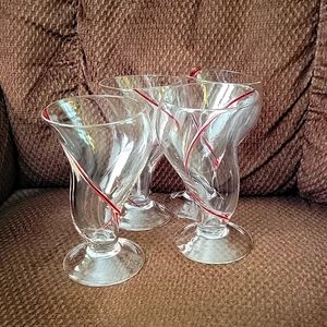 Hand Blown Hurricane Swirl Drinking Glasses Lot of 4
